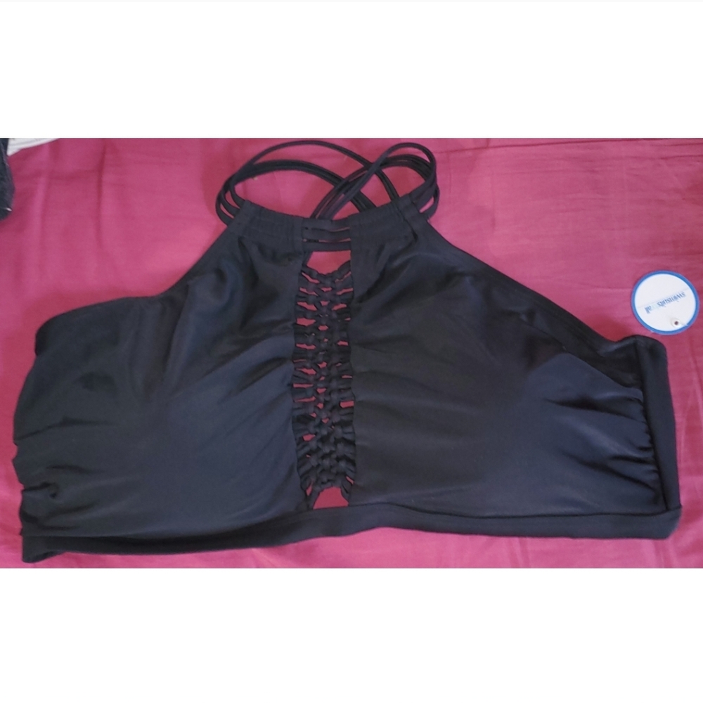 Swimsuits For All black halter bikini top